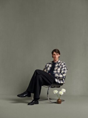 Alternative view of Japanese Flannel Shirt - Blue / Cream