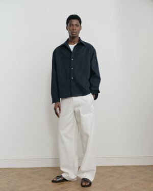 Alternative view of Grado Seersucker Shirt V2 - Navy/Cream Pinstripe