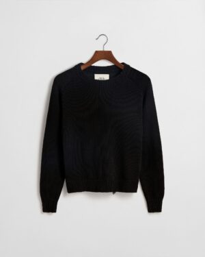 Distressed Cotton Knit Jumper - Black