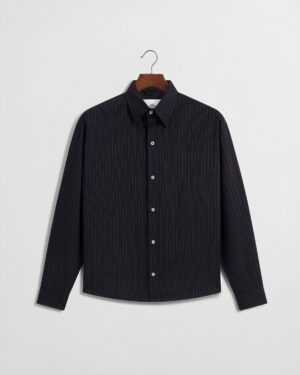 Grado Seersucker Shirt V2 - Navy/Cream Pinstripe