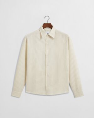 Grado Seersucker Shirt V2 - Cream/Black Pinstripe