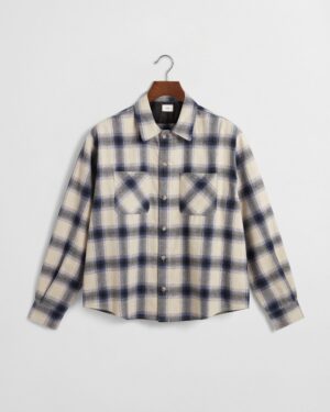 Japanese Flannel Shirt - Blue / Cream