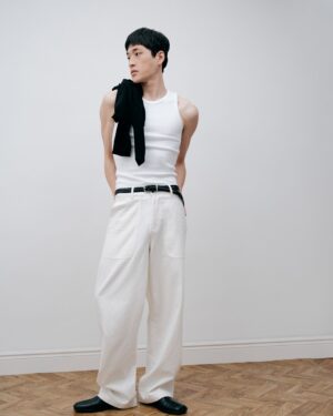 Alternative view of Embroidered Fitted Ribbed Vest - White